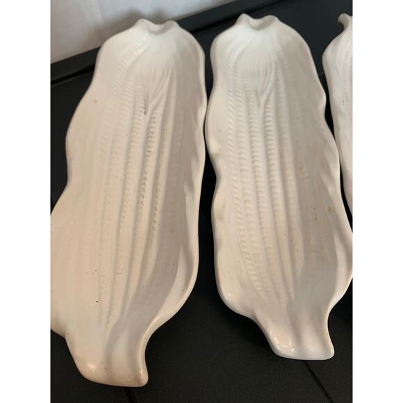 Corn Holders Stoneware Vintage Set of 4 White - Picture 4 of 8